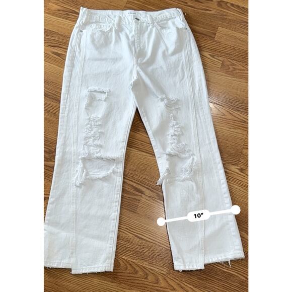 FRAME Le Jane WHITE  distressed high-rise straight-leg jeans size 30/US 8 - Picture 6 of 11